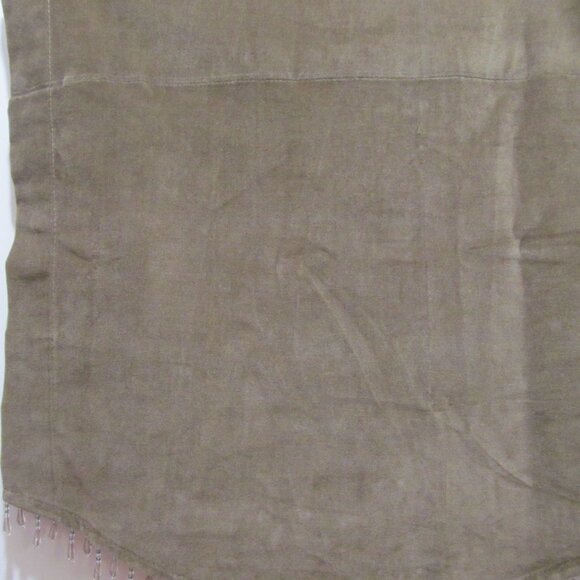 Curtain Valance with Beaded Trim Fringe Scalloped Olive Green 54 x 17.5 - Picture 15 of 16